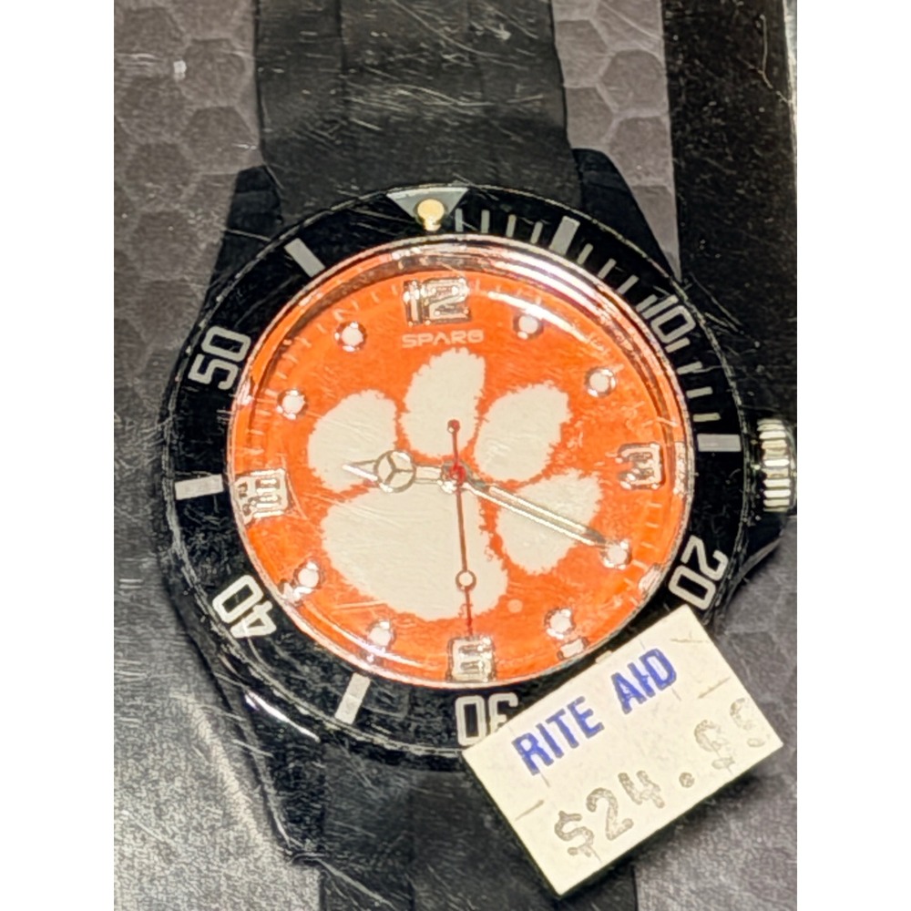 Sparo Clemson Tigers Mens Sports Watch NEW Orange Dial Black Strap NCAA